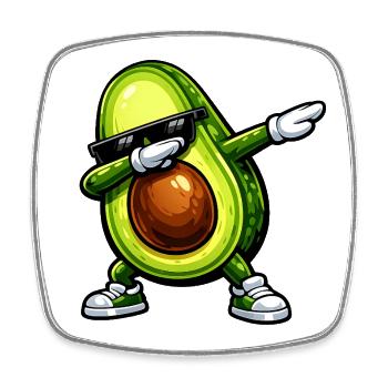 Dabbing Avocado - Viereckiger Kühlschrankmagnet - Weiß - Vorne