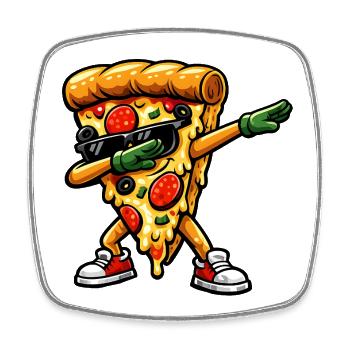 Dabbing Pizza - Viereckiger Kühlschrankmagnet - Weiß - Vorne