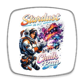 Stardust In My Chalk Bag: Bouldern & Galaxie - Viereckiger Kühlschrankmagnet - Weiß - Vorne