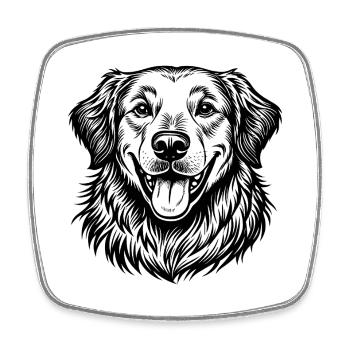 Golden Retriever heureux - Magnet carré - blanc - Devant