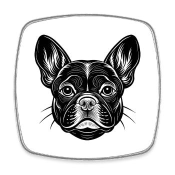 Visage de bouledogue français - Magnet carré - blanc - Devant