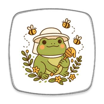 Grenouille apicultrice - Magnet carré - blanc - Devant