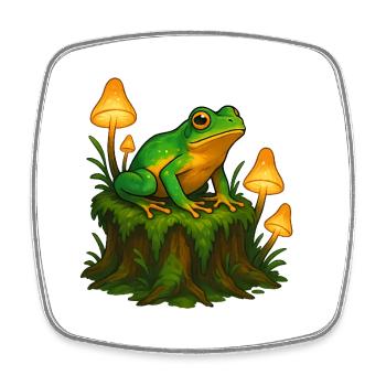 Leuchtender Wald Frosch Pilze Fantasy Natur Motiv - Viereckiger Kühlschrankmagnet - Weiß - Vorne