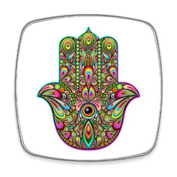 Hamsa Hand Trippy Psychedelic Art - Square fridge magnet - white - Front