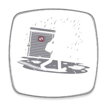 Pas de vélo sous la pluie aujourd’hui - Magnet carré - blanc - Devant