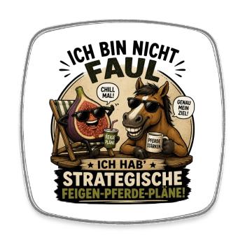 Strategische Feigen-Pferdepläne - Viereckiger Kühlschrankmagnet - Weiß - Vorne