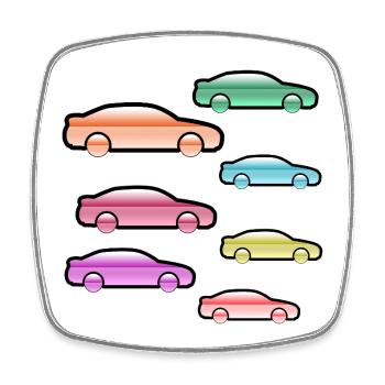 Automobiles - Magnet carré - blanc - Devant