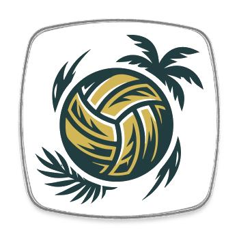 Beach Volleyball Wave Sunset Tournament - Square fridge magnet - white - Front