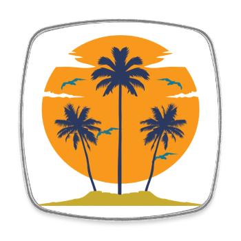 Palm Beach Birds - Viereckiger Kühlschrankmagnet - Weiß - Vorne
