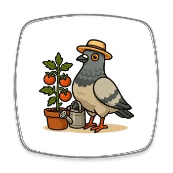 Balcony Pigeon Tomatoes Shirt - Viereckiger Kühlschrankmagnet - Weiß - Vorne