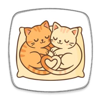Cute Cats in a Circle – Sleeping with a Heart - Square fridge magnet - white - Front
