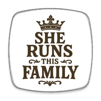 Queen of the Family – Vintage Crown Statement - Square fridge magnet - white - Front