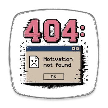 Retro 404 Error Motivation Nicht Gefunden Humor - Viereckiger Kühlschrankmagnet - Weiß - Vorne