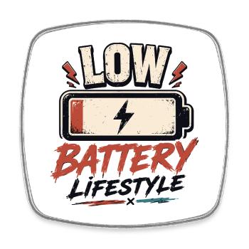 Low Battery Lifestyle Retro Vintage Style - Viereckiger Kühlschrankmagnet - Weiß - Vorne