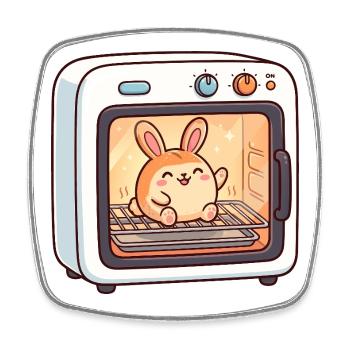 Pregnant woman in a bun in the oven – funny sw - Square fridge magnet - white - Front