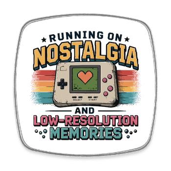 Running on Nostalgia and Low-Resolution Memories - Viereckiger Kühlschrankmagnet - Weiß - Vorne