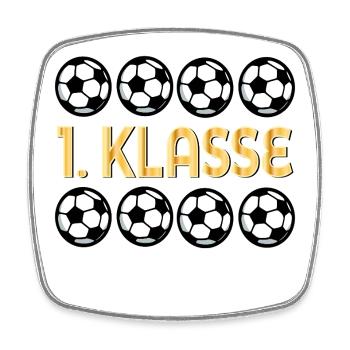 Schulkind 1. Klasse - Fußball Grundschule - Viereckiger Kühlschrankmagnet - Weiß - Vorne