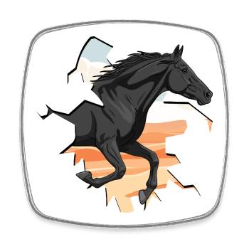 Un cheval Abaga au galop qui traverse un mur - Magnet carré - blanc - Devant