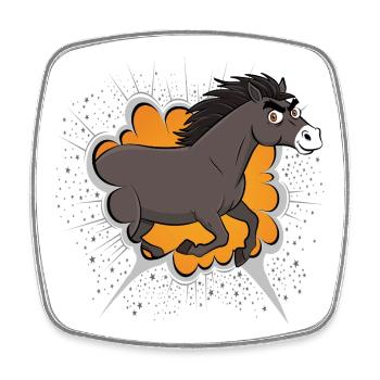 A cartoon caricature of a galloping Abaga horse - Square fridge magnet - white - Front