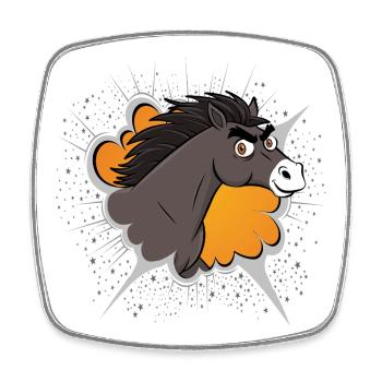 The caricature of the head of an Abaga horse - Square fridge magnet - white - Front