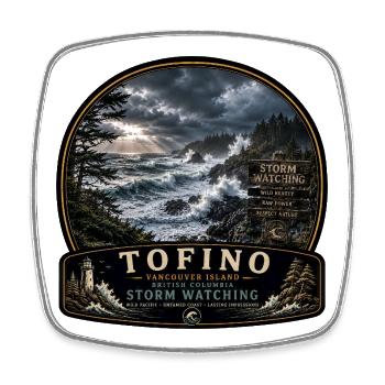 Vancouver Island Tofino Storm Watching Vacation - Square fridge magnet - white - Front