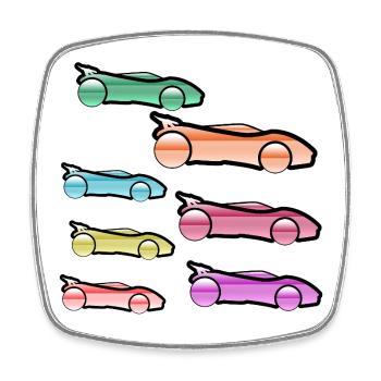 Automobiles - Magnet carré - blanc - Devant