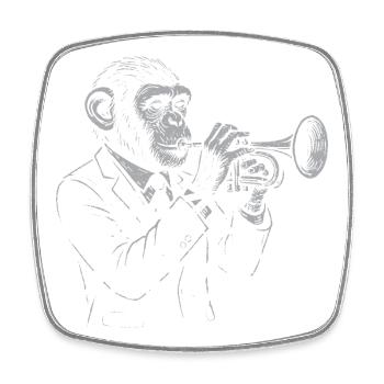 Jazz Animal Monkey Trompete - Viereckiger Kühlschrankmagnet - Weiß - Vorne