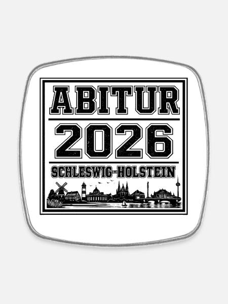 Abitur-2026-SchleswigHolstein - Viereckiger Kühlschrankmagnet - Weiß