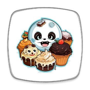 Cupcake Panda Kawaii - Viereckiger Kühlschrankmagnet - Weiß - Vorne
