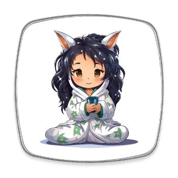 Sternen-Chibi Kuschelheldin Hoodie - Viereckiger Kühlschrankmagnet - Weiß - Vorne