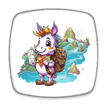 Coastal Adventure Goat - Square fridge magnet - white - Front