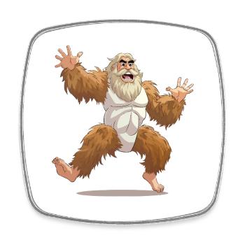 Großer Bigfoot Sprung - Viereckiger Kühlschrankmagnet - Weiß - Vorne
