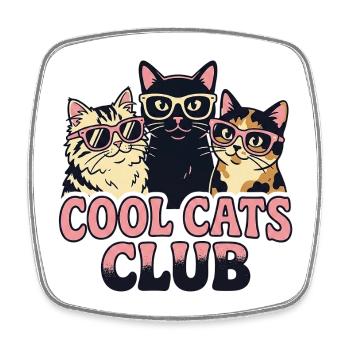 Cool Cats Club - Viereckiger Kühlschrankmagnet - Weiß - Vorne