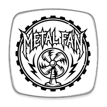 Metal fan - Square fridge magnet - white - Front