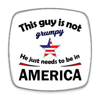 Grumpy Star with US Flag Star - Square fridge magnet - white - Front