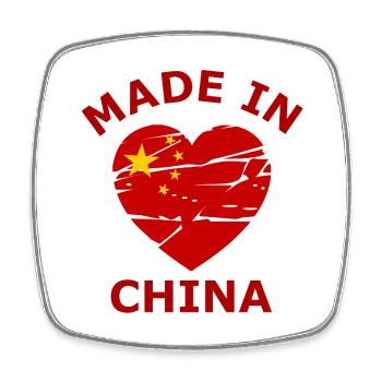 Rotes Herz Made in China - Viereckiger Kühlschrankmagnet - Weiß - Vorne