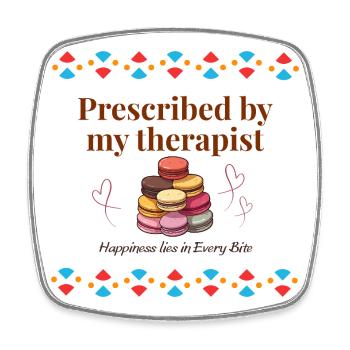 Therapist Approved Macaron Quote - Square fridge magnet - white - Front