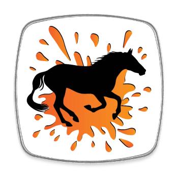 The silhouette of an Abaga horse and a spot - Square fridge magnet - white - Front
