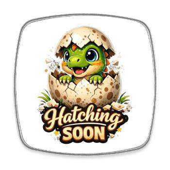 Süßer Baby Dinosaurier - Hatching Soon Dino - Viereckiger Kühlschrankmagnet - Weiß - Vorne