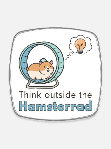 Think outside the Hamsterrad, think outside - Square fridge magnet - white