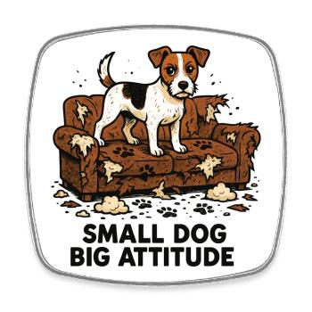 Jack Russell: Small Dog. Big Attitude. Comic - Square fridge magnet - white - Front