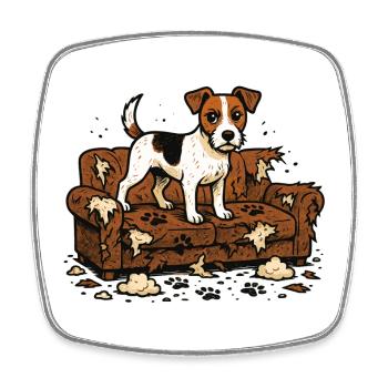 Jack Russell Terrier Comic Chaos Design - Square fridge magnet - white - Front