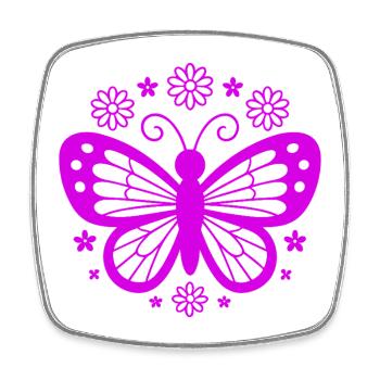 Rêve de la Fleur Papillon Rose - Magnet carré - blanc - Devant