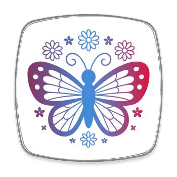 Papillon en dégradé avec fleurs - Magnet carré - blanc - Devant