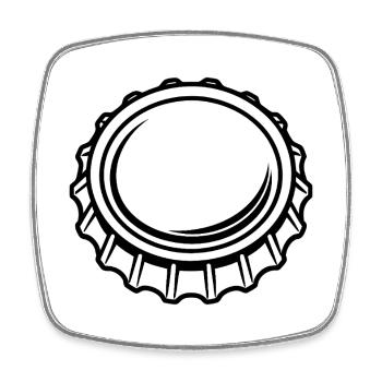 Bottle cap - Square fridge magnet - white - Front