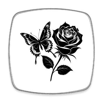 Papillon sur la rose - Magnet carré - blanc - Devant