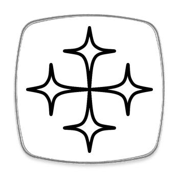 Conception de la Croix Étoilée - Magnet carré - blanc - Devant