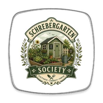 Schrebergarten Society - Viereckiger Kühlschrankmagnet - Weiß - Vorne