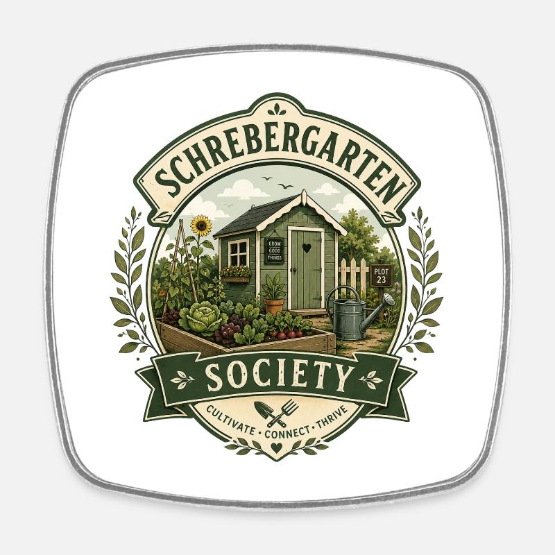 Schrebergarten Society - Viereckiger Kühlschrankmagnet - Weiß