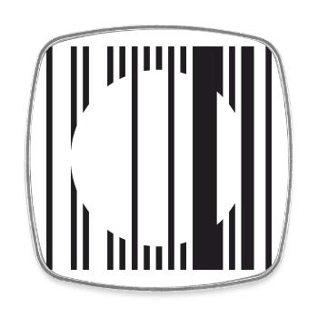 Barred Circle Minimalism - Square fridge magnet - white - Front